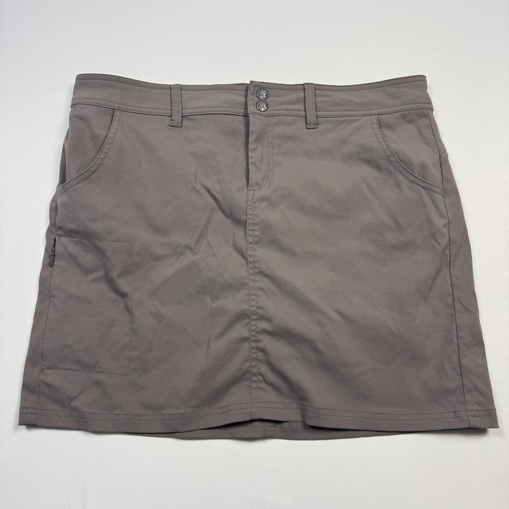 PrAna Skort Womens‎ 12 Gray Cargo Hiking Walking Nylon Stretch Pockets Outdoor